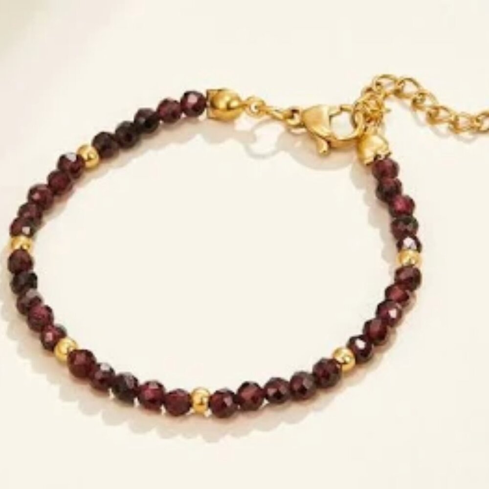Red Garnet Bead Bracelet/Brand New
